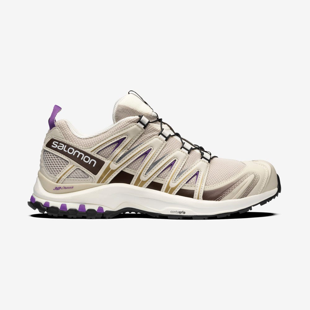 Men\'s Salomon XA PRO 3D Sneakers Beige/Chocolate/Royal Purple | SA29480-743