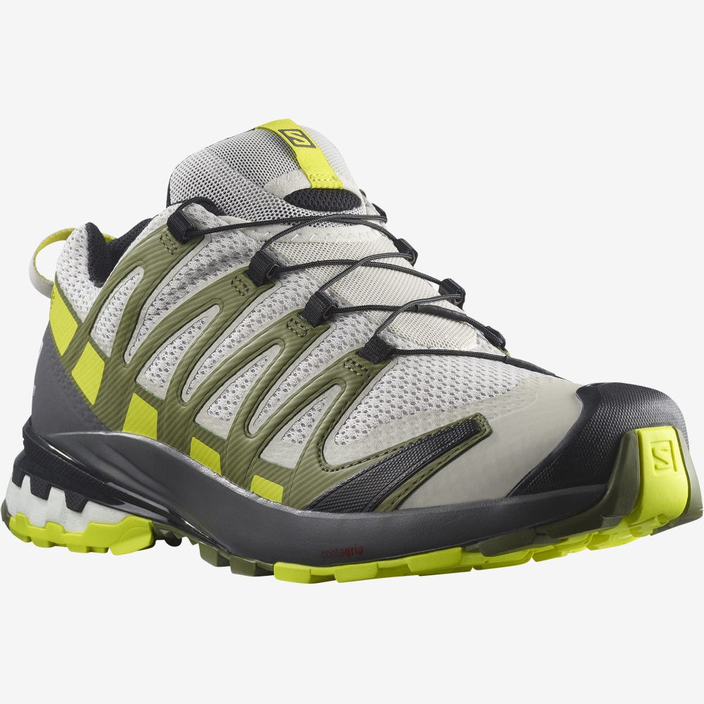 Men's Salomon XA PRO 3D v8 Trail Running Shoes Grey/Green | SA58139-534