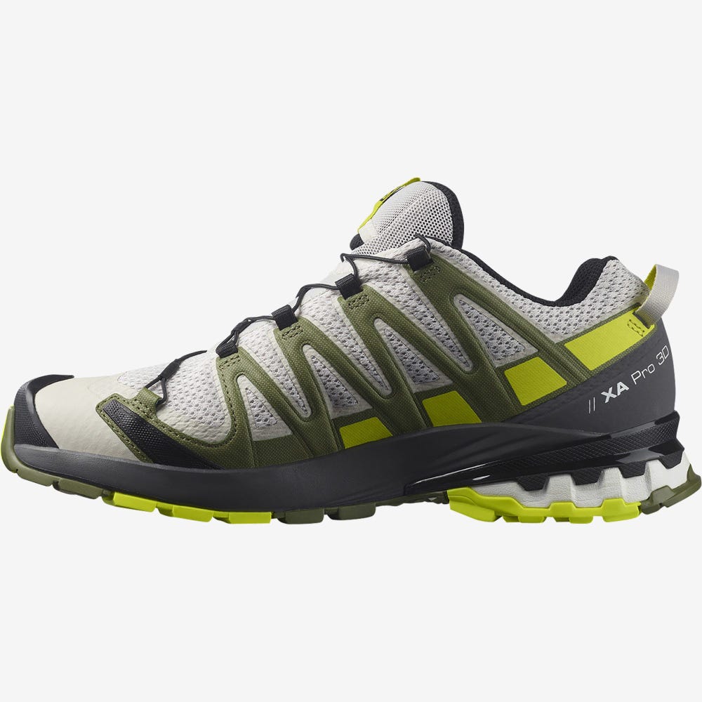 Men's Salomon XA PRO 3D v8 Trail Running Shoes Grey/Green | SA58139-534