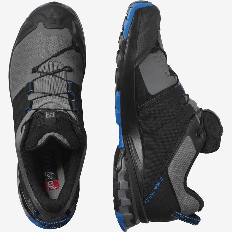 Men's Salomon XA WILD Hiking Shoes Grey/Black/Blue | SA12647-051