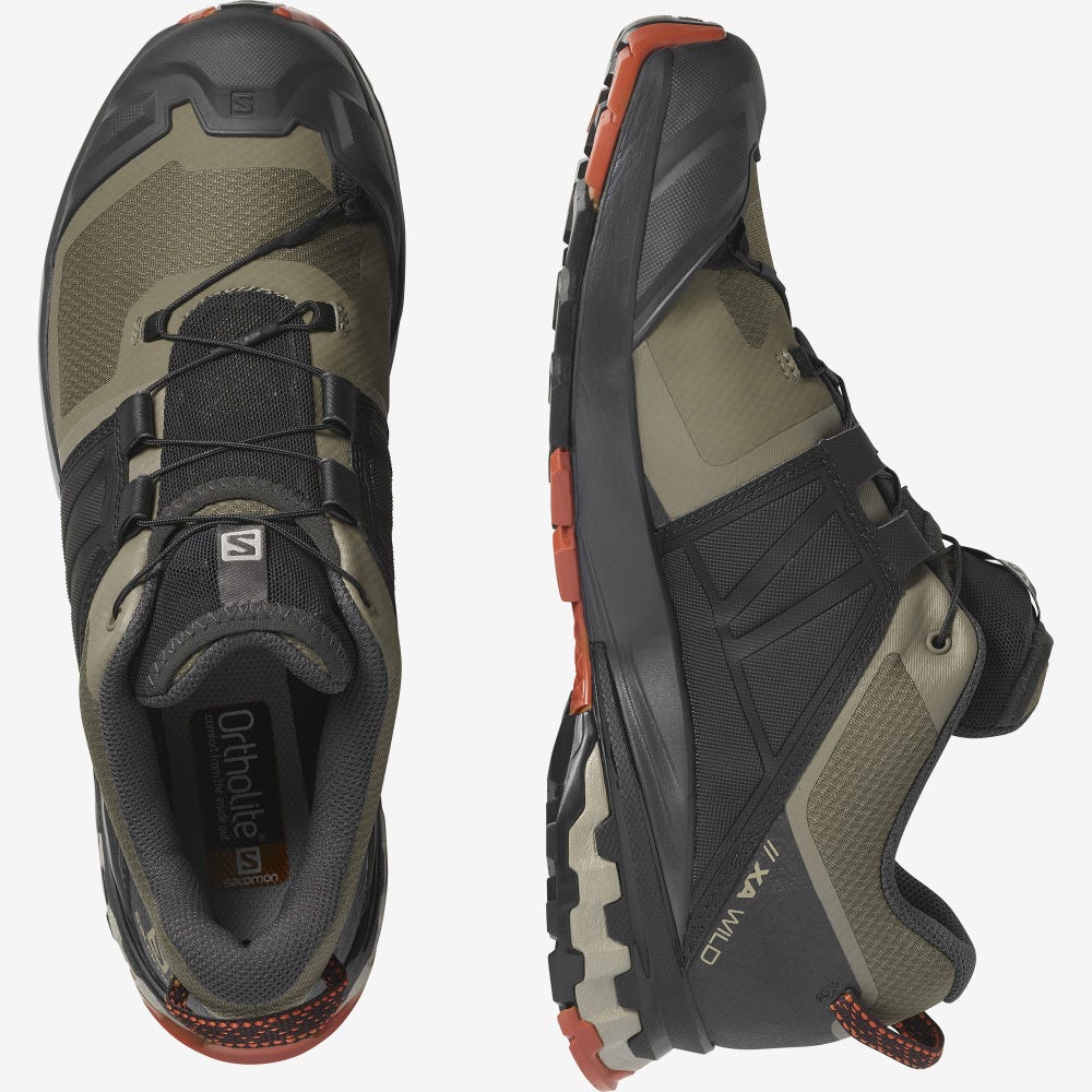 Men's Salomon XA WILD Hiking Shoes Olive/Grey | SA07361-234