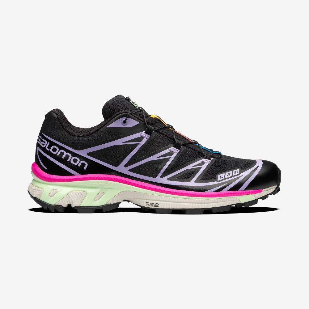 Men\'s Salomon XT-6 Sneakers Black/Lavender | SA81596-798