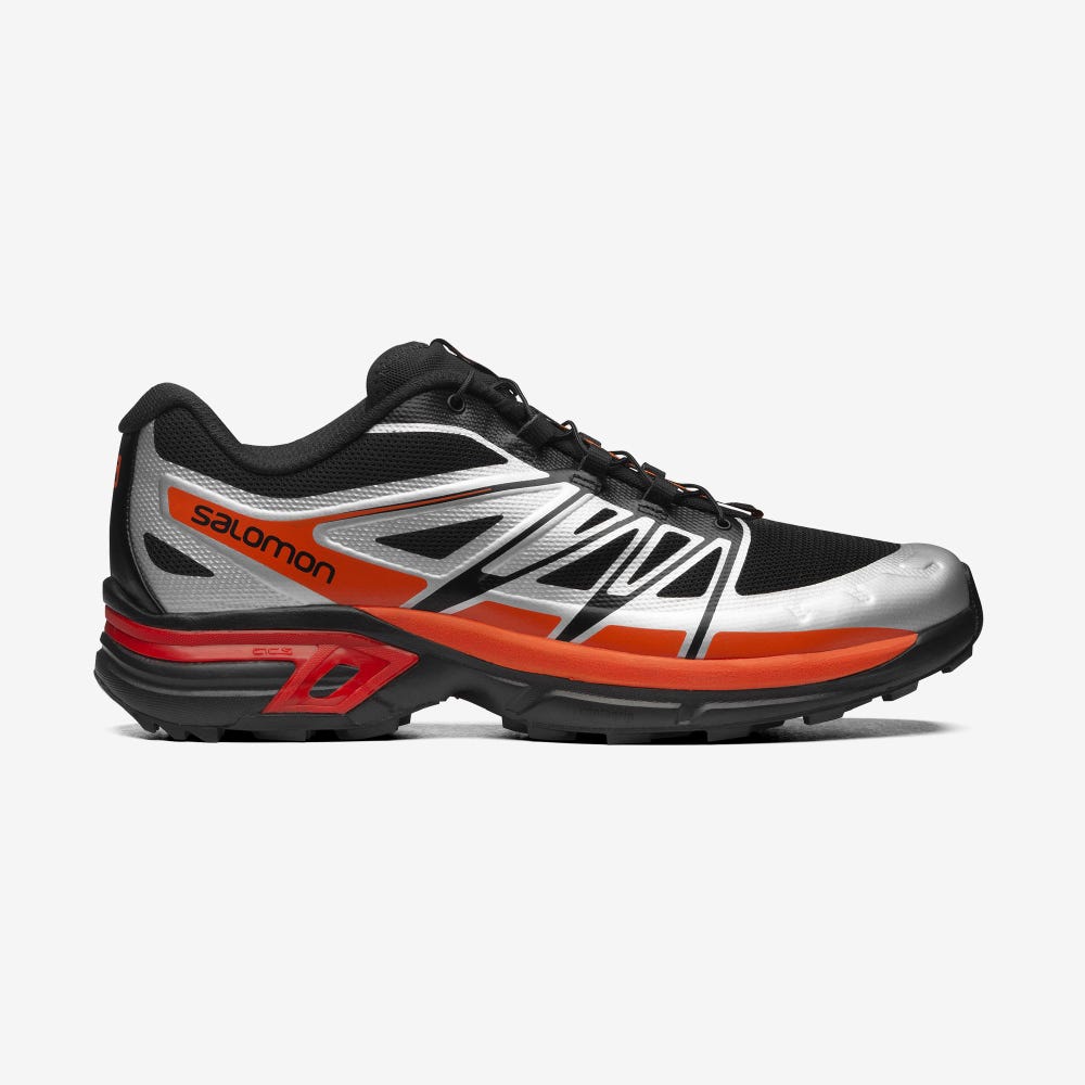 Men\'s Salomon XT-WINGS 2 Sneakers Black/Silver/Orange | SA91627-714