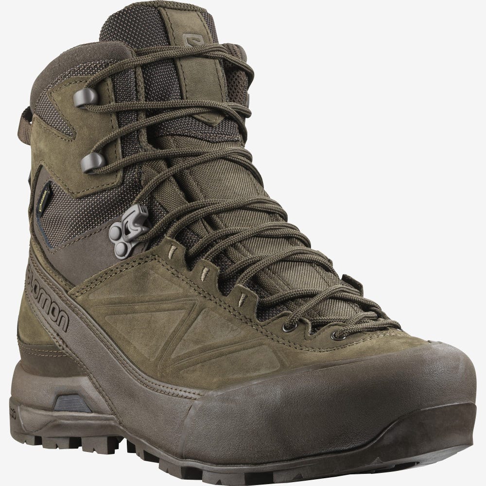 Men's Salomon X ALP GORE-TEX FORCES Tactical Boots Brown | SA49801-830