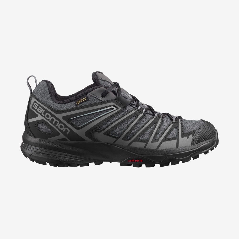 Men\'s Salomon X CREST GORE-TEX Hiking Shoes Grey/Black | SA46783-837