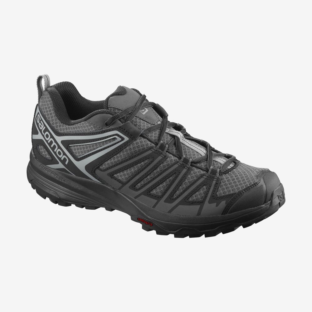 Men\'s Salomon X CREST Hiking Shoes Grey/Black | SA59210-185