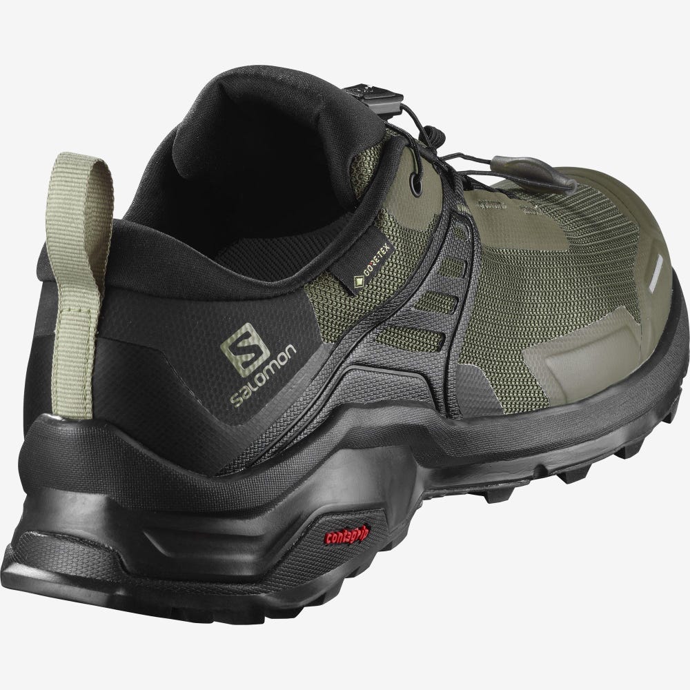 Men's Salomon X RAISE GORE-TEX Hiking Shoes Olive/Black | SA21905-397