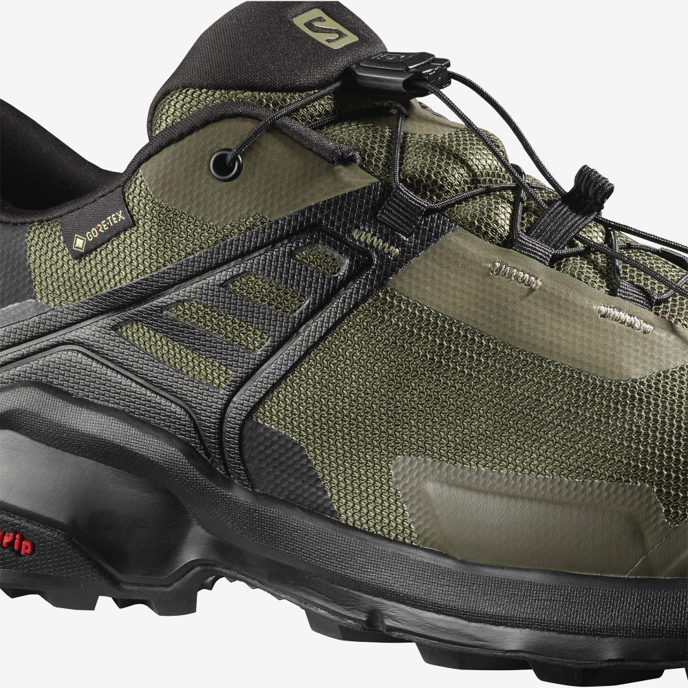 Men's Salomon X RAISE GORE-TEX Hiking Shoes Olive/Black | SA21905-397