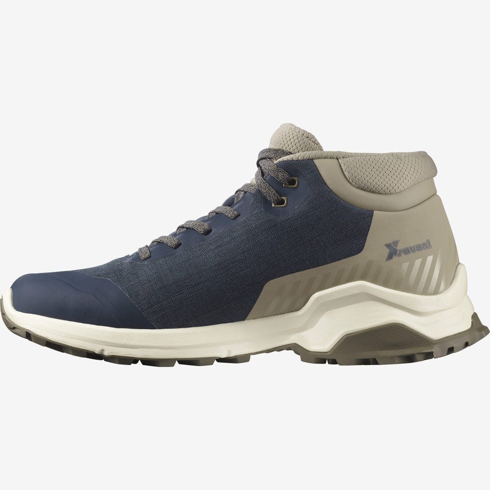 Men's Salomon X REVEAL CHUKKA CLIMASALOMON™ WATERPROOF Winter Boots Navy/Khaki | SA20435-821