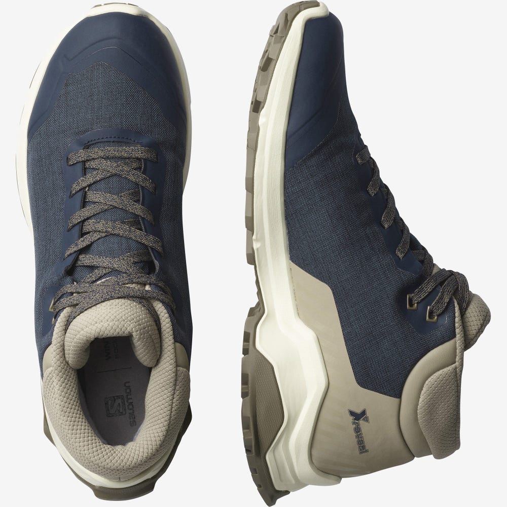 Men's Salomon X REVEAL CHUKKA CLIMASALOMON™ WATERPROOF Winter Boots Navy/Khaki | SA20435-821