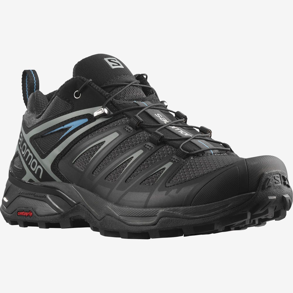 Men's Salomon X ULTRA 3 Hiking Shoes Black/Dark Blue | SA94301-326