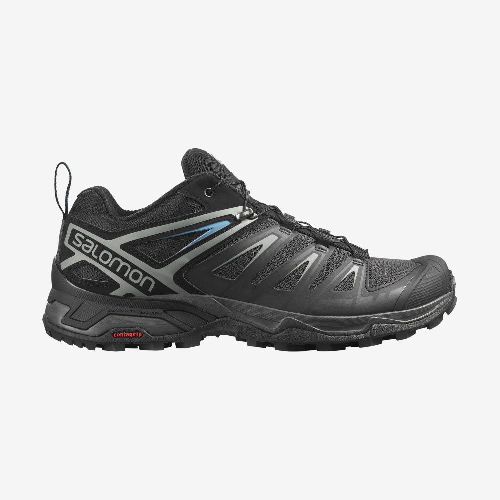 Men\'s Salomon X ULTRA 3 Hiking Shoes Black/Dark Blue | SA94301-326