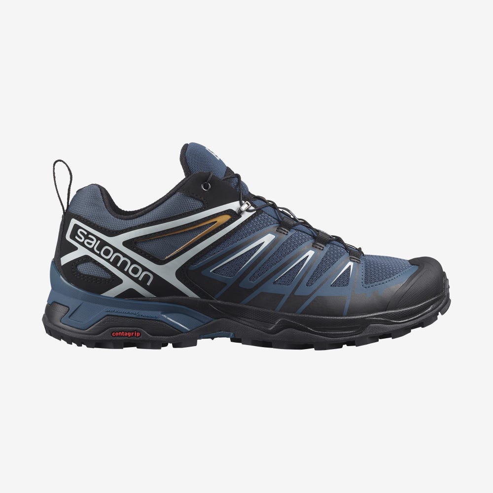 Men\'s Salomon X ULTRA 3 Hiking Shoes Navy/Black | SA78405-825