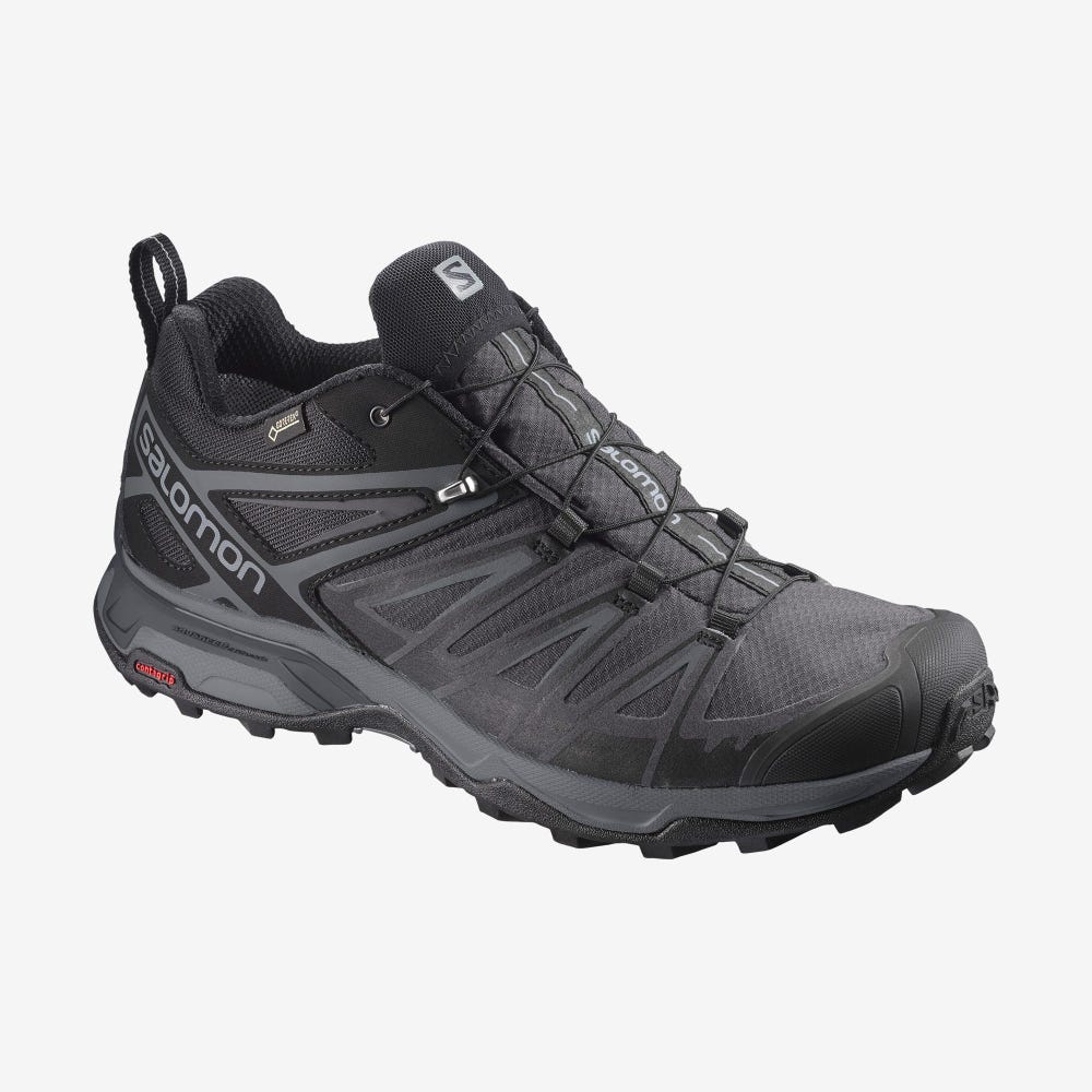 Men\'s Salomon X ULTRA 3 WIDE GORE-TEX Hiking Shoes Black | SA35796-094