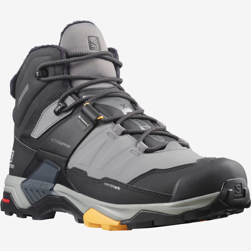 Men's Salomon X ULTRA 4 MID WINTER THINSULATE™ CLIMASALOMON™ WATERPROOF Winter Boots Grey/Black/Apricot | SA97183-631