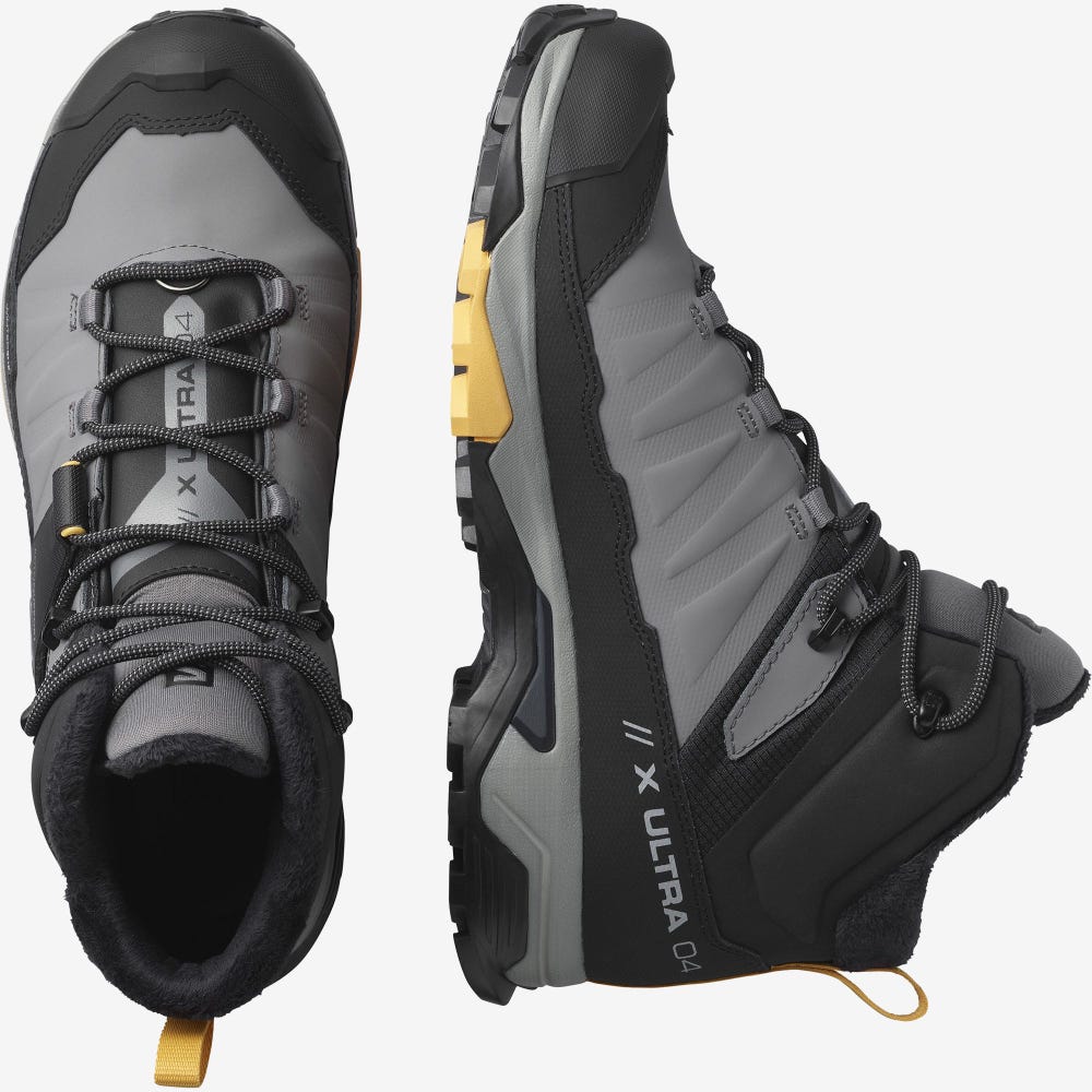 Men's Salomon X ULTRA 4 MID WINTER THINSULATE™ CLIMASALOMON™ WATERPROOF Winter Boots Grey/Black/Apricot | SA97183-631