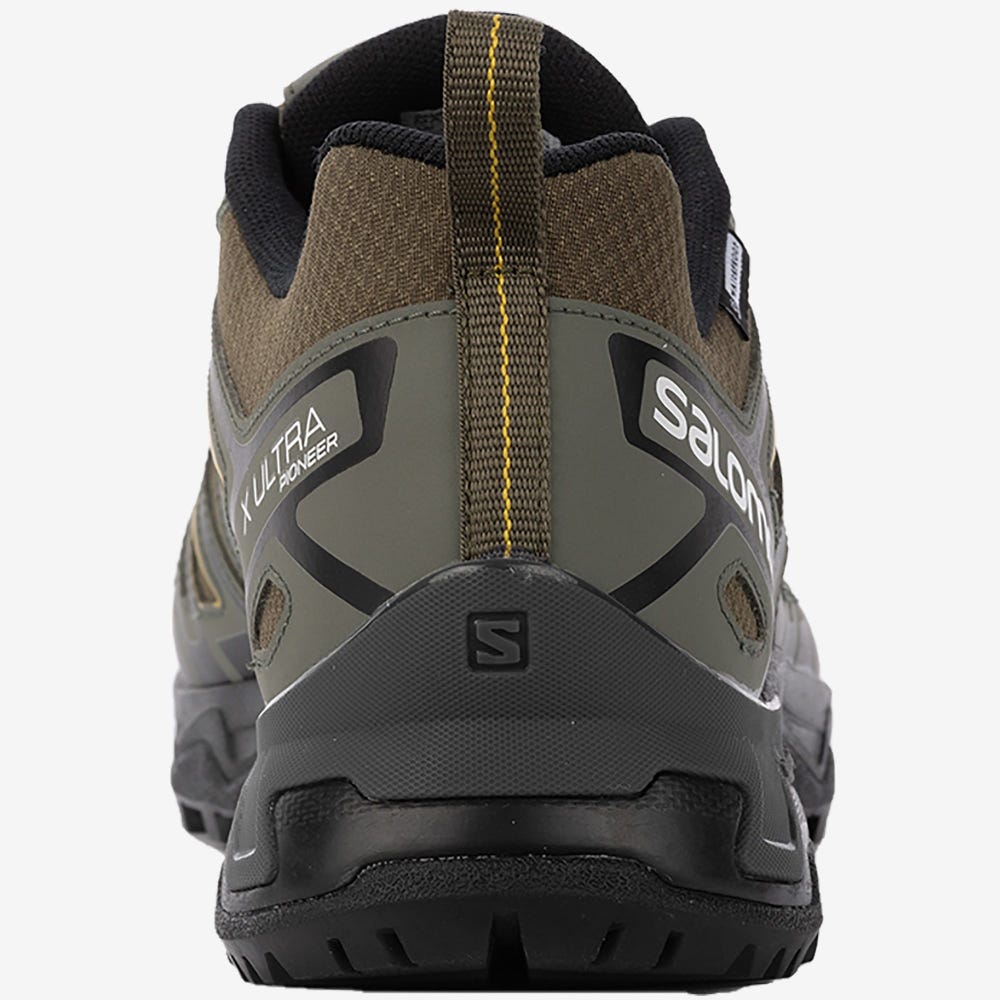 Men's Salomon X ULTRA PIONEER CLIMASALOMON™ WATERPROOF Hiking Shoes Olive/Grey | SA94632-954