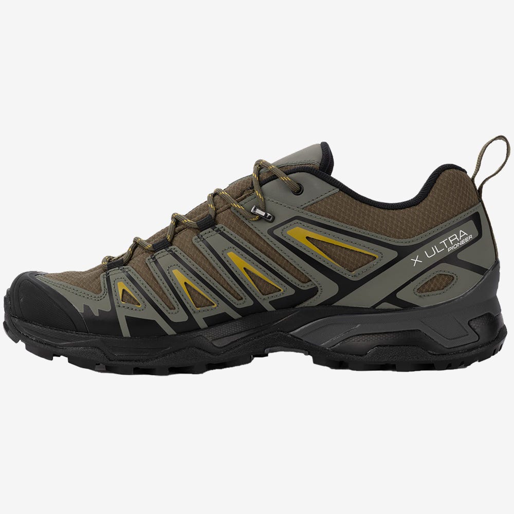 Men's Salomon X ULTRA PIONEER CLIMASALOMON™ WATERPROOF Hiking Shoes Olive/Grey | SA94632-954