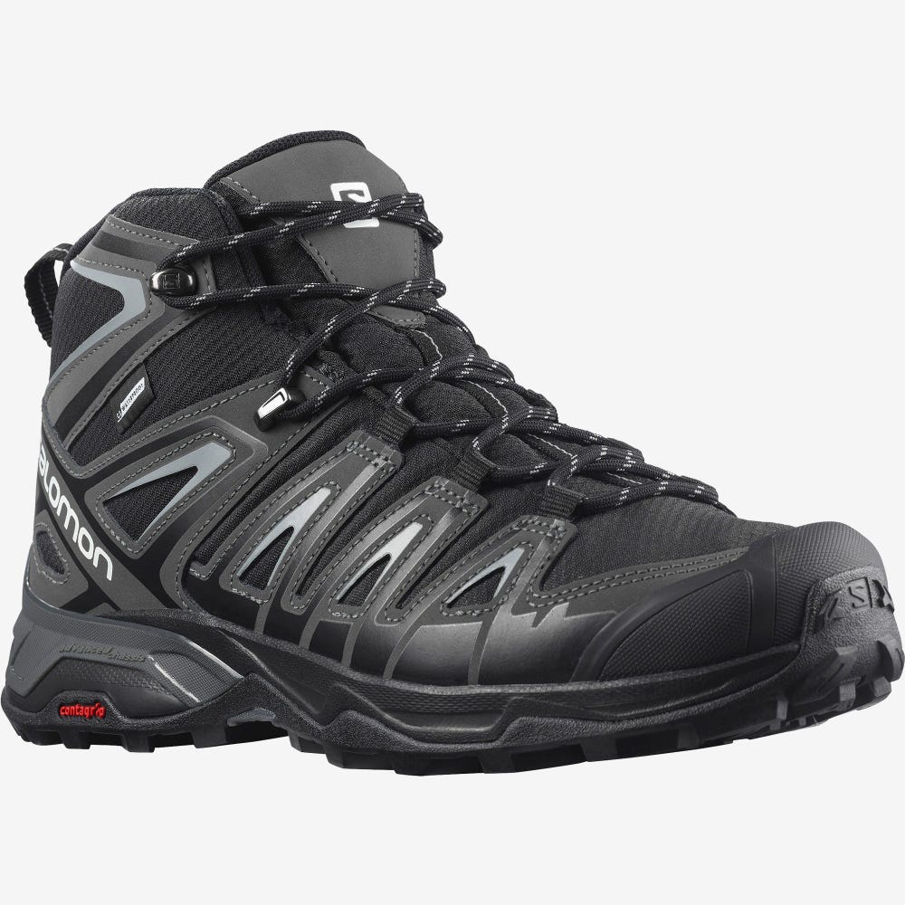 Men's Salomon X ULTRA PIONEER MID CLIMASALOMON™ WATERPROOF Hiking Boots Black | SA80739-461