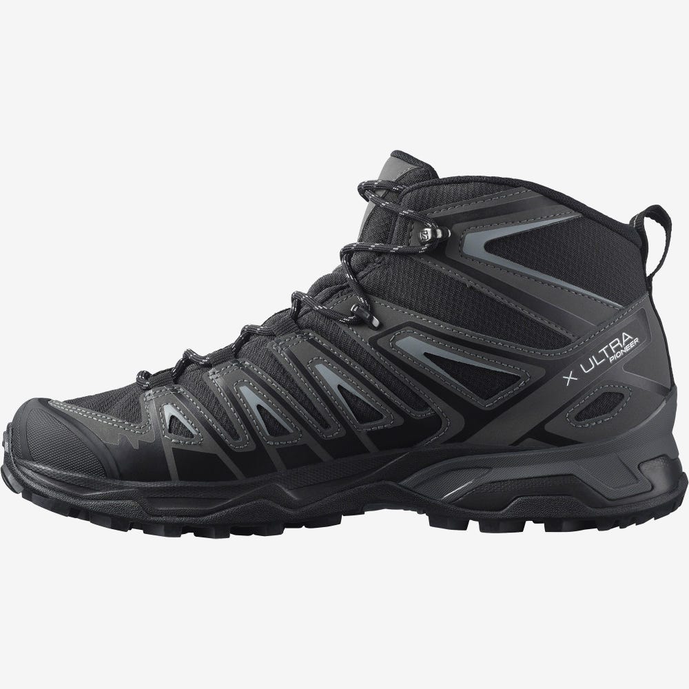 Men's Salomon X ULTRA PIONEER MID CLIMASALOMON™ WATERPROOF Hiking Boots Black | SA80739-461