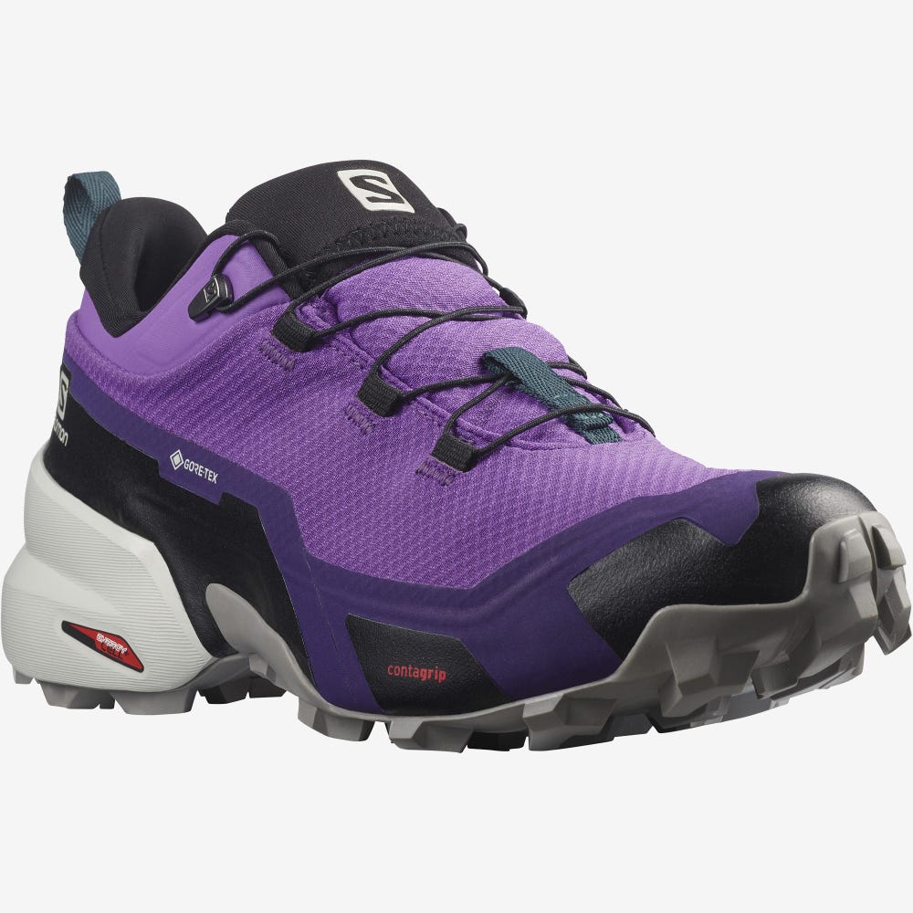 Women's Salomon CROSS HIKE GORE-TEX Hiking Shoes Royal Purple/Grey/Deep Turquoise | SA84027-301