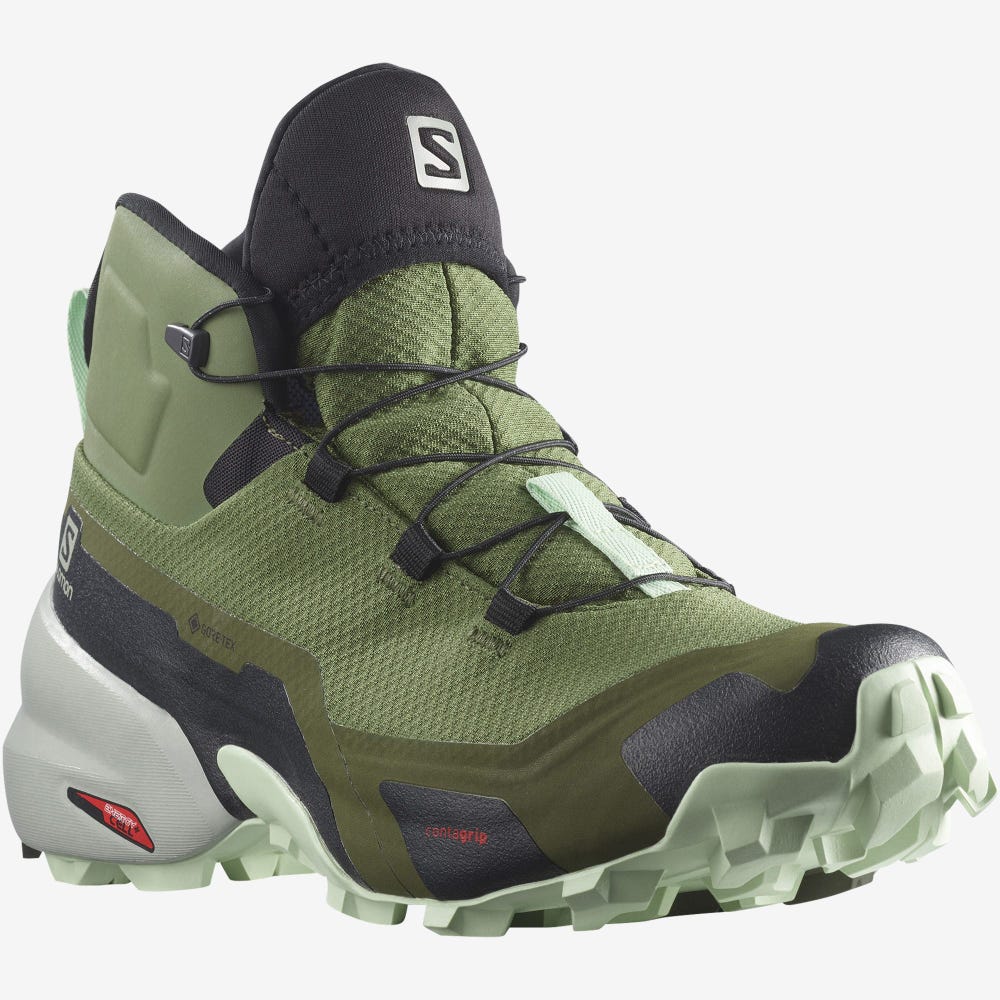 Women's Salomon CROSS HIKE MID GORE-TEX Hiking Boots Olive | SA08495-379