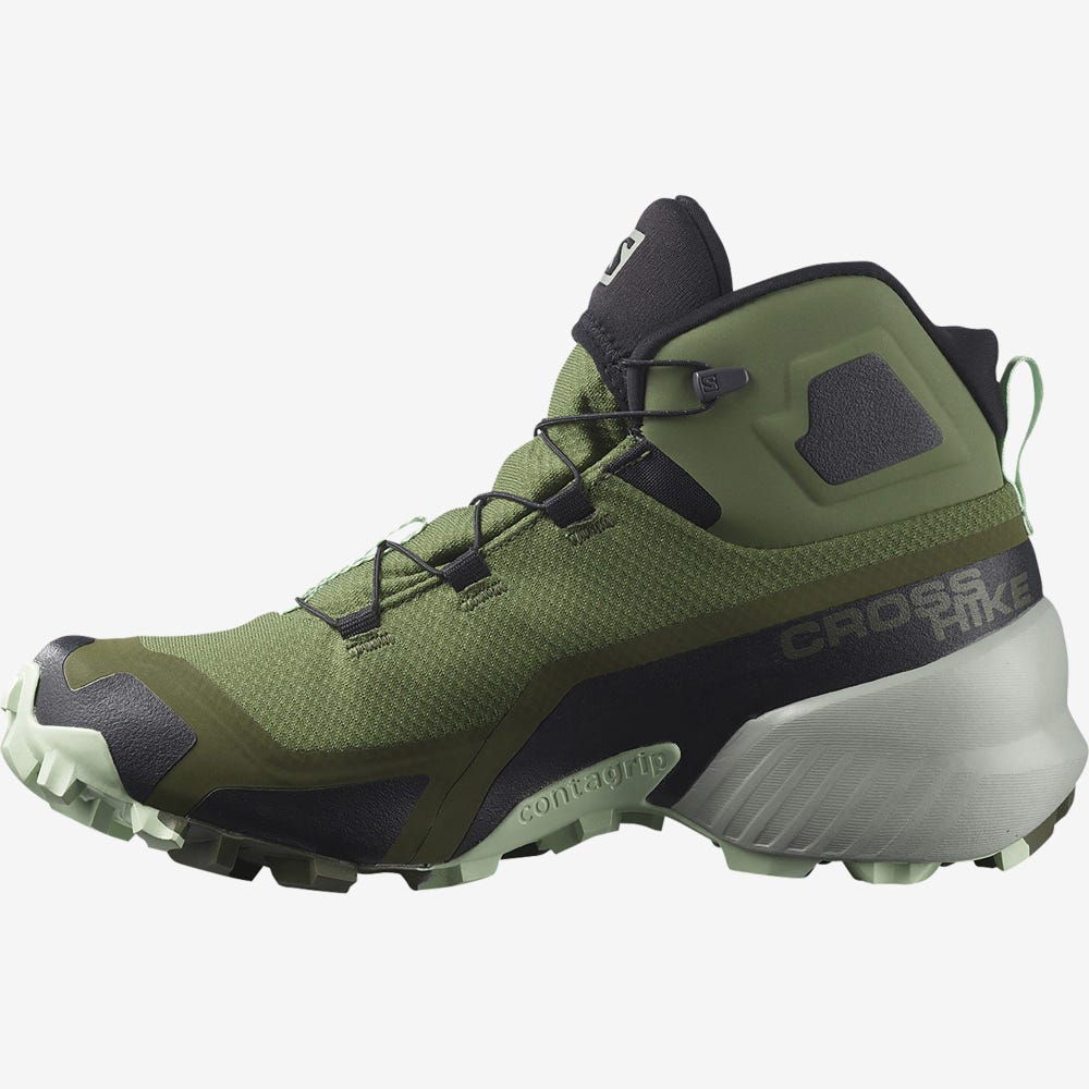 Women's Salomon CROSS HIKE MID GORE-TEX Hiking Boots Olive | SA08495-379