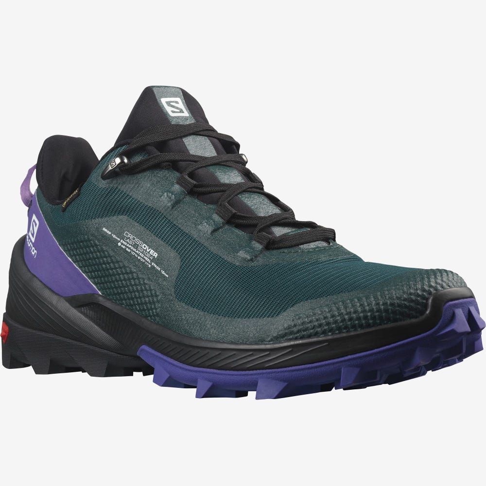 Women's Salomon CROSS OVER GORE-TEX Hiking Shoes Deep Green/Black/Royal Purple | SA97231-802