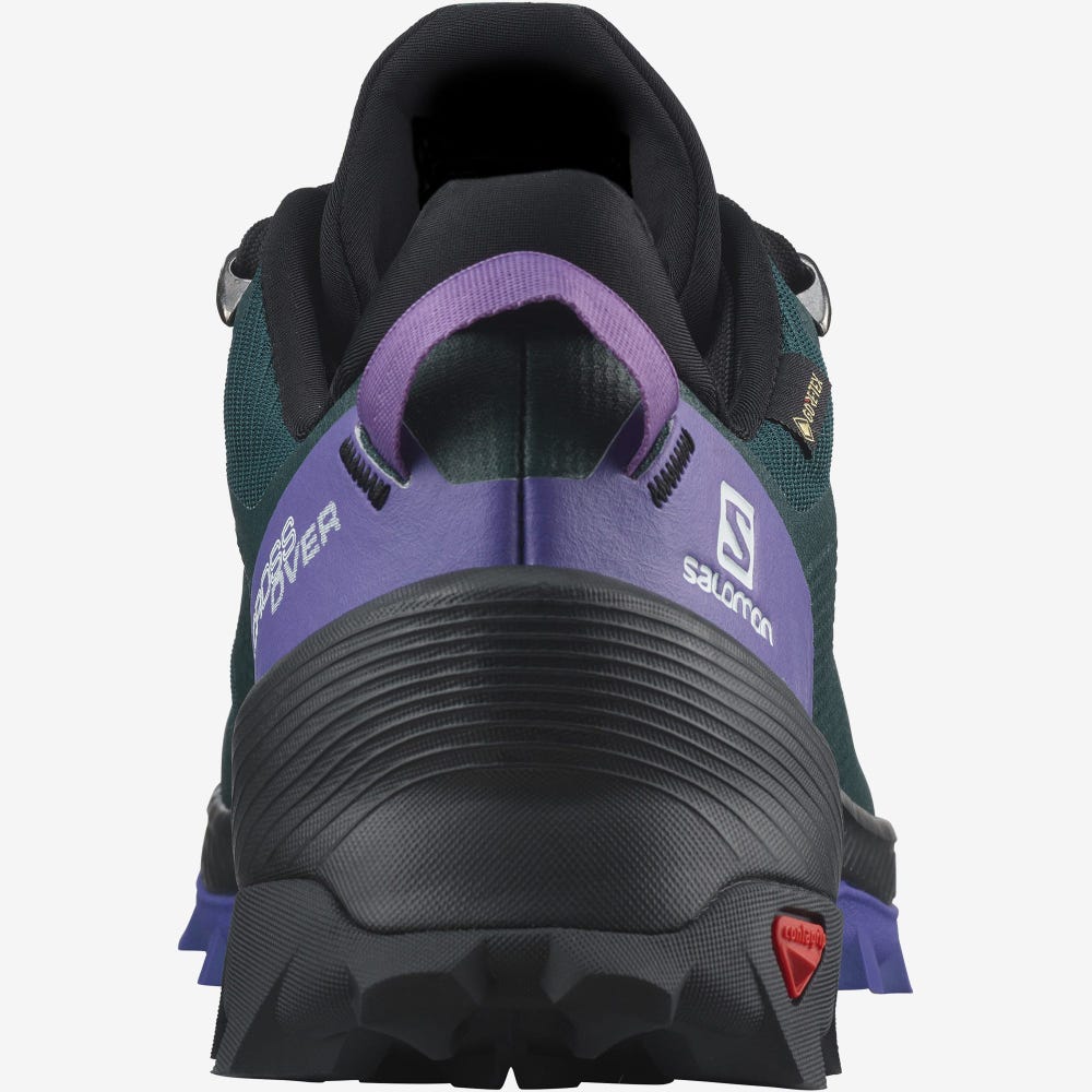 Women's Salomon CROSS OVER GORE-TEX Hiking Shoes Deep Green/Black/Royal Purple | SA97231-802