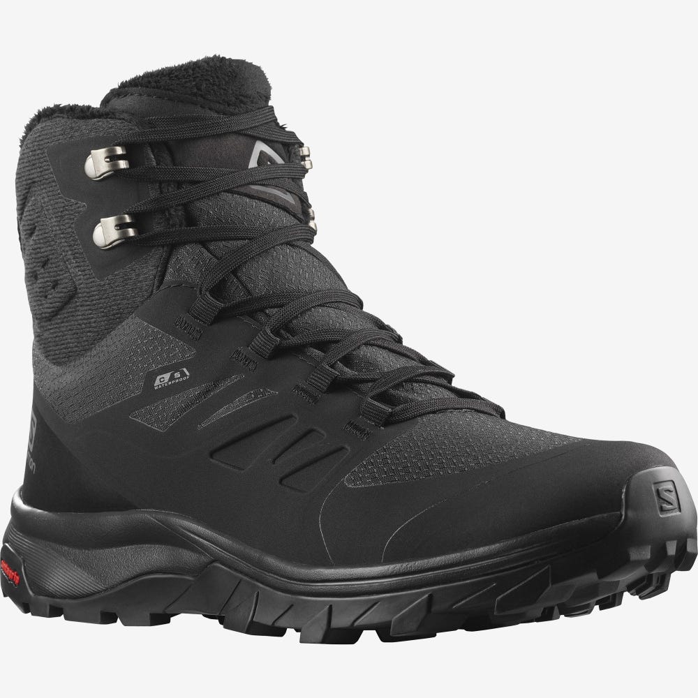 Women's Salomon OUTBLAST THINSULATE™ CLIMASALOMON™ WATERPROOF Hiking Boots Black | SA93516-950