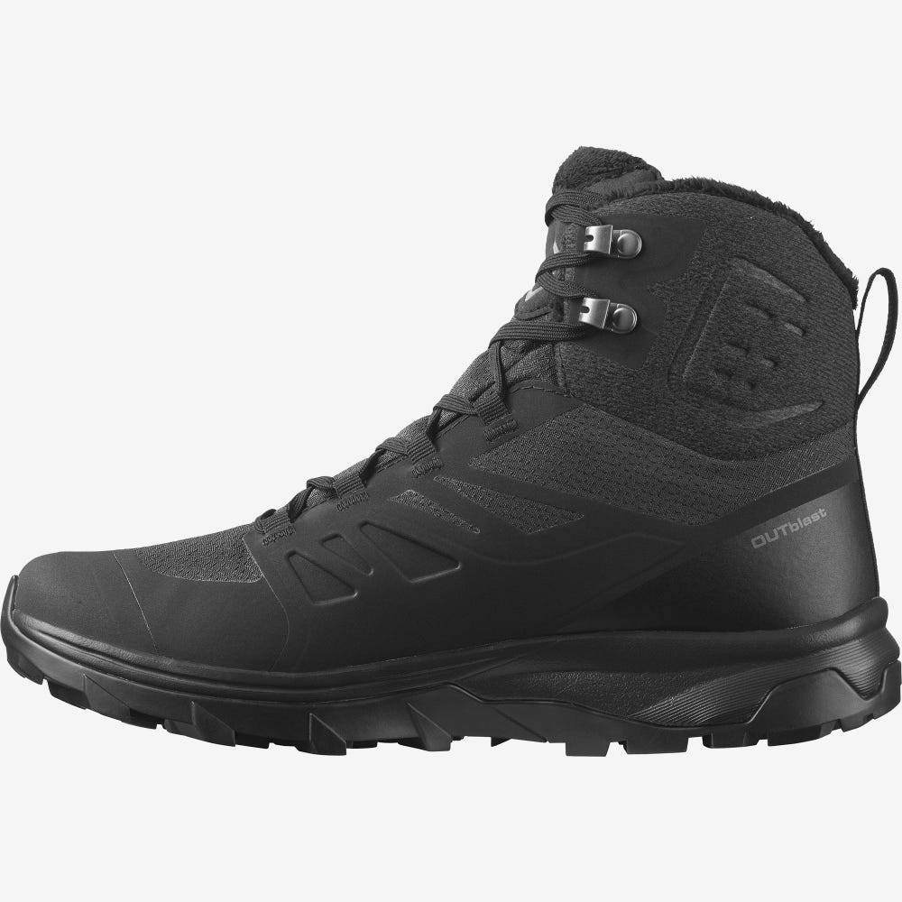 Women's Salomon OUTBLAST THINSULATE™ CLIMASALOMON™ WATERPROOF Hiking Boots Black | SA93516-950