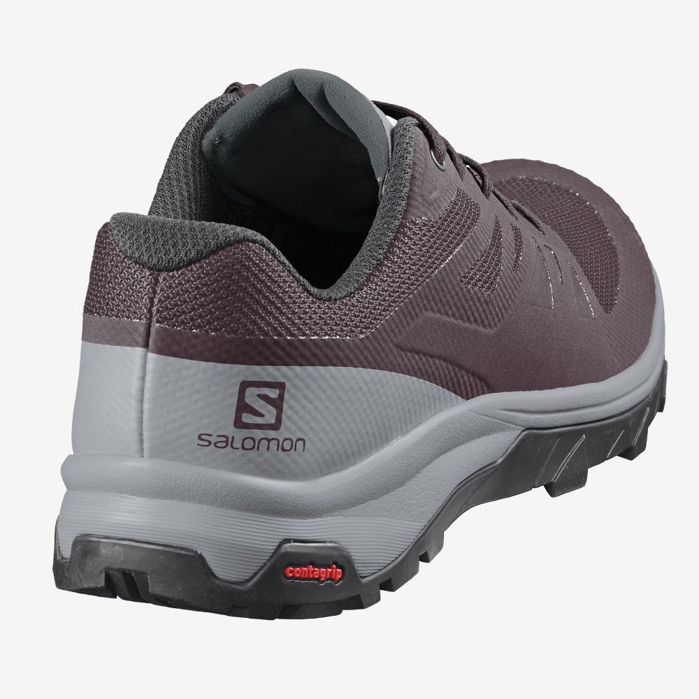 Women's Salomon OUTLINE Hiking Shoes Burgundy/Green | SA03625-679