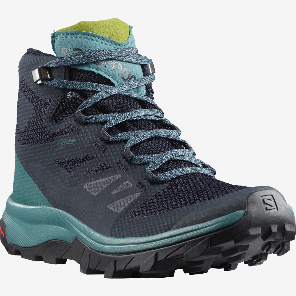 Women's Salomon OUTLINE MID GORE-TEX Hiking Boots Navy | SA47053-016