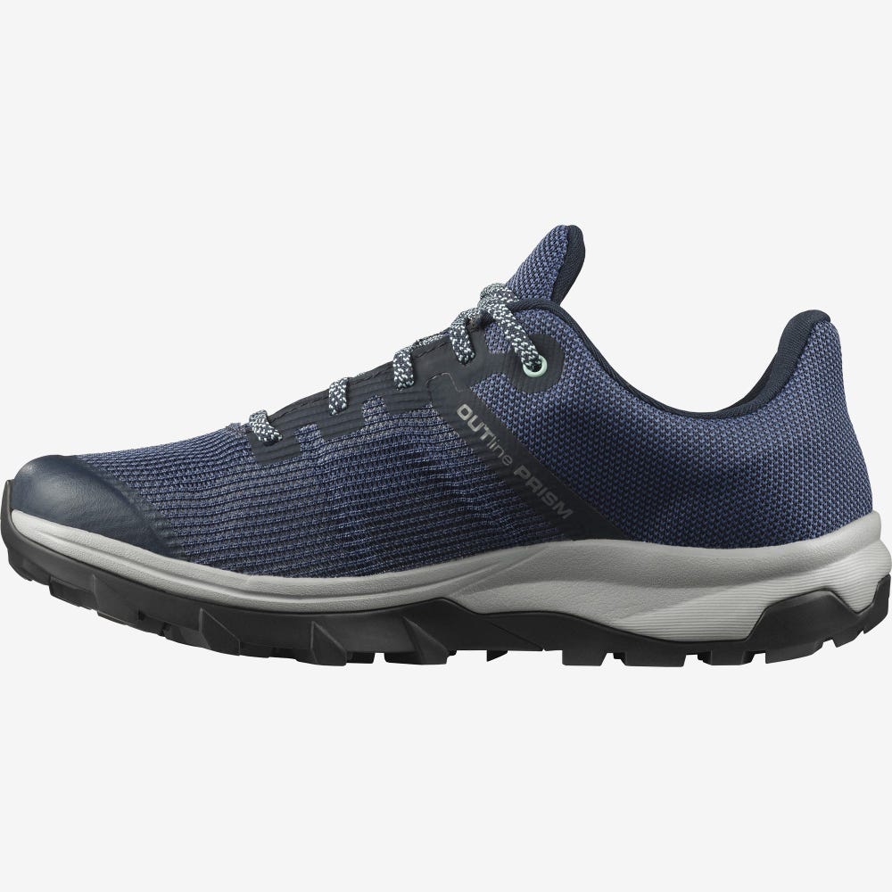 Women's Salomon OUTLINE PRISM GORE-TEX Hiking Shoes Blue Indigo/Navy | SA50639-091