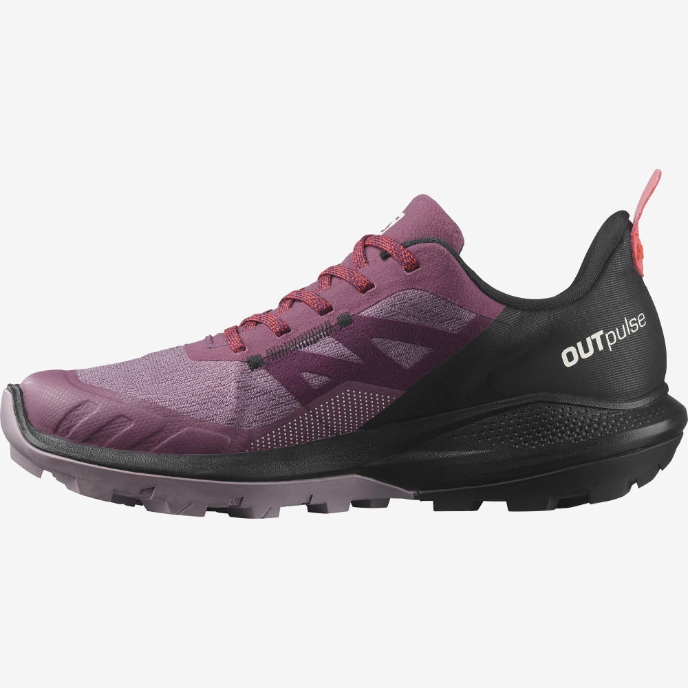 Women's Salomon OUTPULSE GORE-TEX Hiking Shoes Purple/Black/Red | SA59042-031