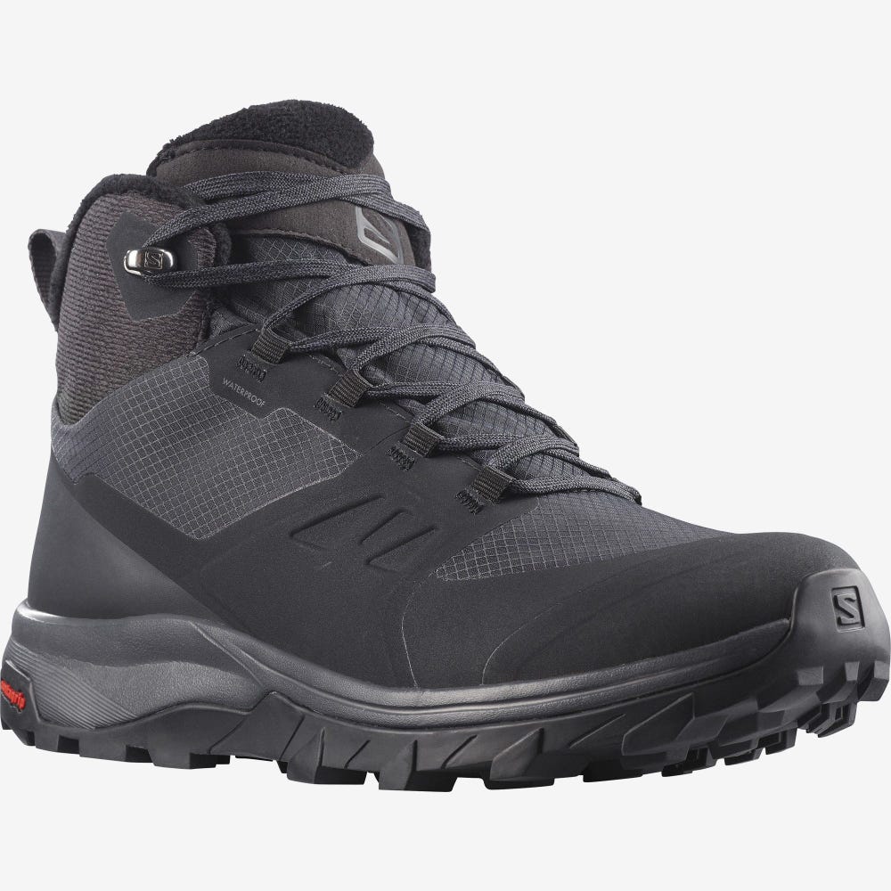 Women's Salomon OUTSNAP CLIMASALOMON™ WATERPROOF Winter Boots Black | SA05967-750