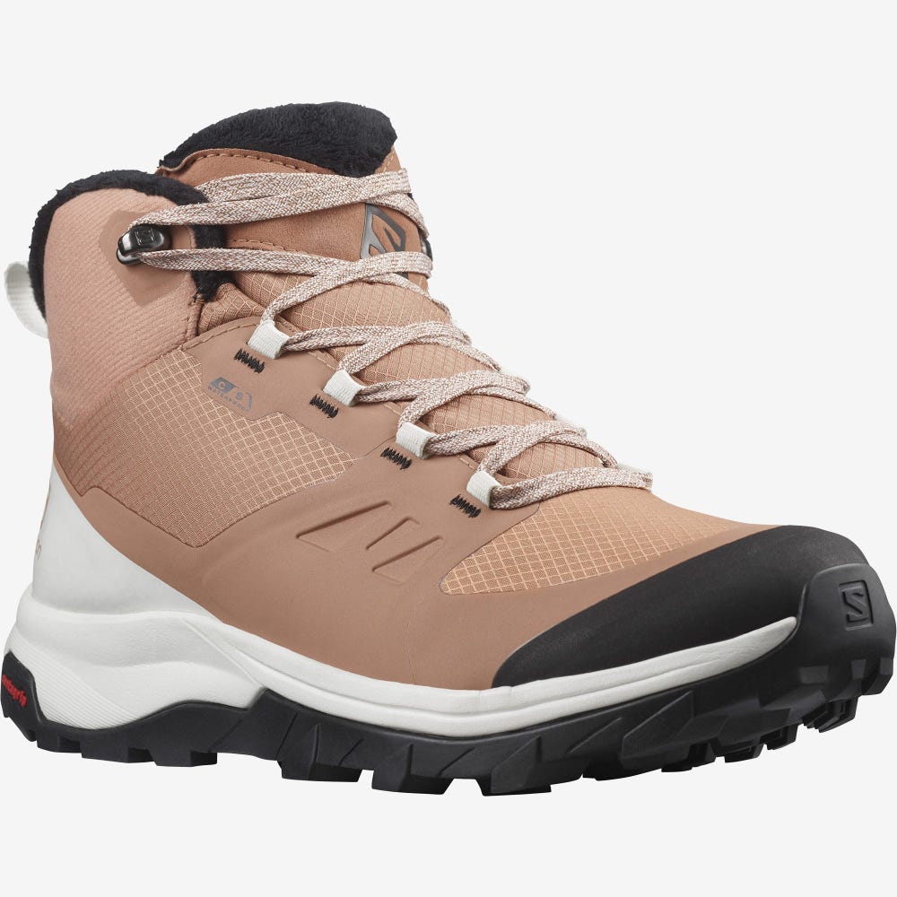 Women's Salomon OUTSNAP CLIMASALOMON™ WATERPROOF Winter Boots Beige/Light Yellow/Black | SA67581-097