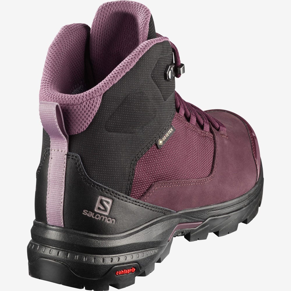 Women's Salomon OUTWARD GORE-TEX Hiking Boots Burgundy/Black | SA15762-924