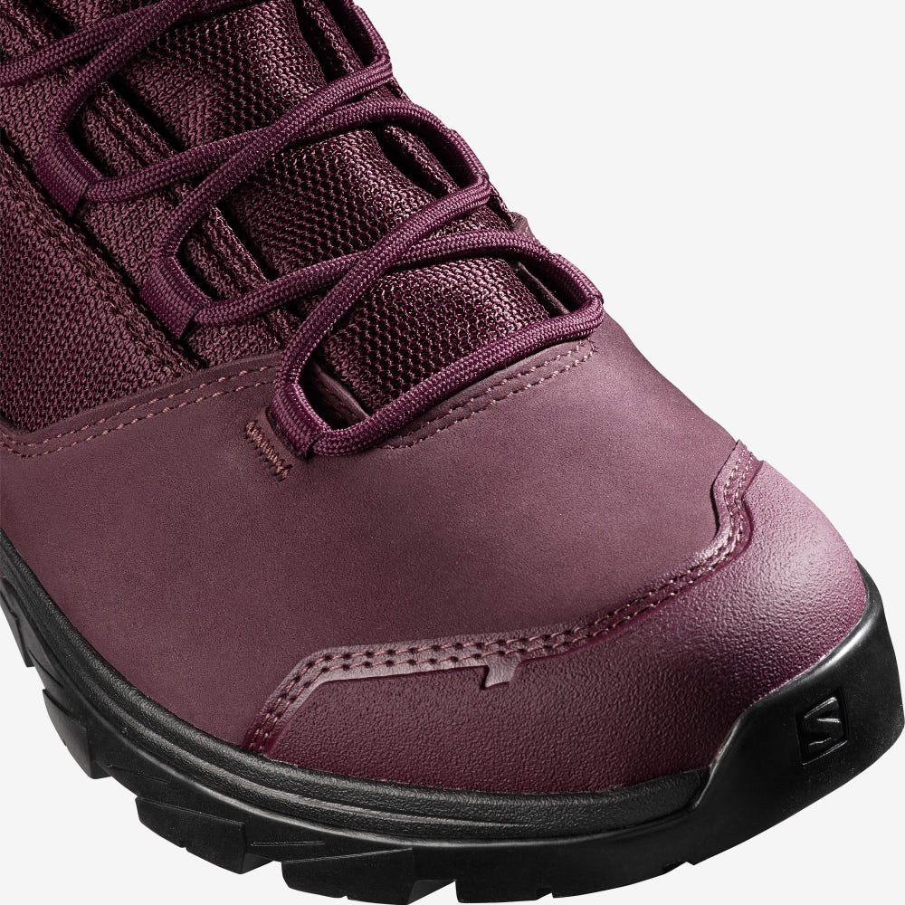 Women's Salomon OUTWARD GORE-TEX Hiking Boots Burgundy/Black | SA15762-924