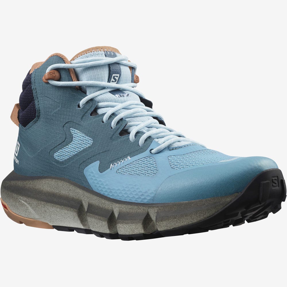 Women's Salomon PREDICT HIKE MID GORE-TEX Hiking Boots Blue/Beige | SA54061-146