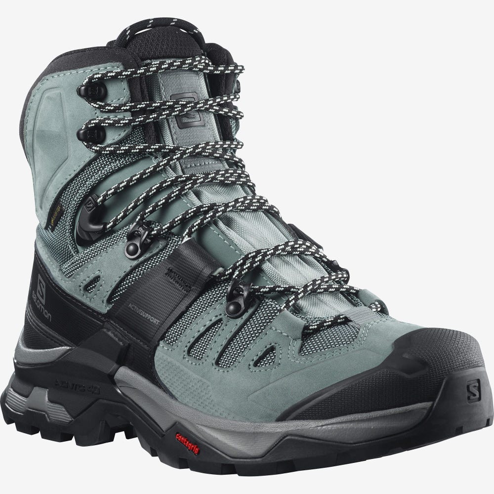 Women's Salomon QUEST 4 GORE-TEX Hiking Boots Green/Blue | SA28694-984