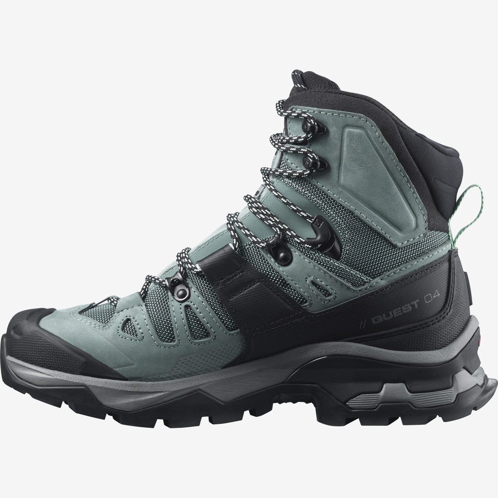 Women's Salomon QUEST 4 GORE-TEX Hiking Boots Green/Blue | SA28694-984