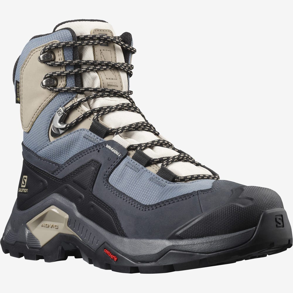 Women's Salomon QUEST ELEMENT GORE-TEX Hiking Boots Grey/Black/Beige/Blue | SA65108-397