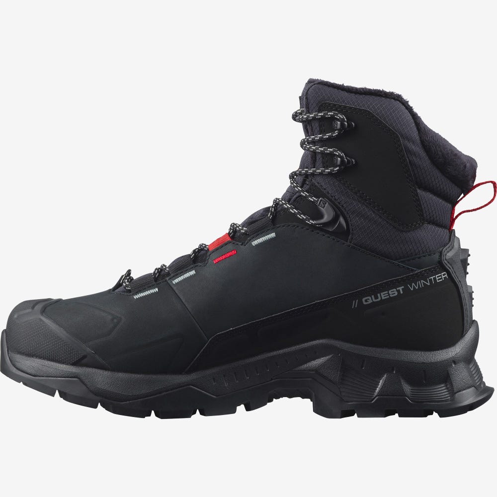 Women's Salomon QUEST WINTER THINSULATE™ CLIMASALOMON™ WATERPROOF Winter Boots Black | SA97513-678