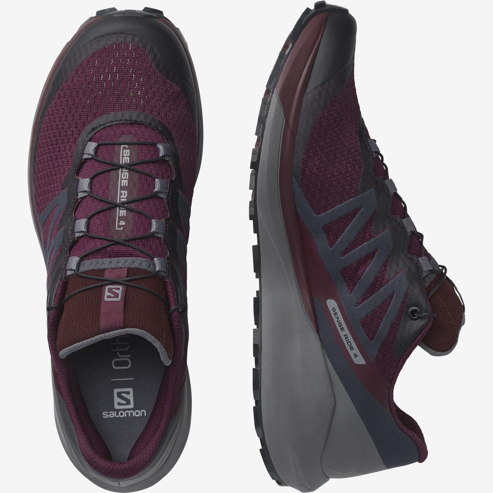 Women's Salomon SENSE RIDE 4 Trail Running Shoes Burgundy/Black | SA17508-248