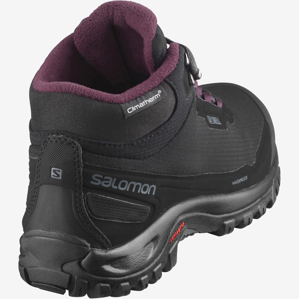 Women's Salomon SHELTER CLIMASALOMON™ WATERPROOF Winter Boots Black | SA02746-165