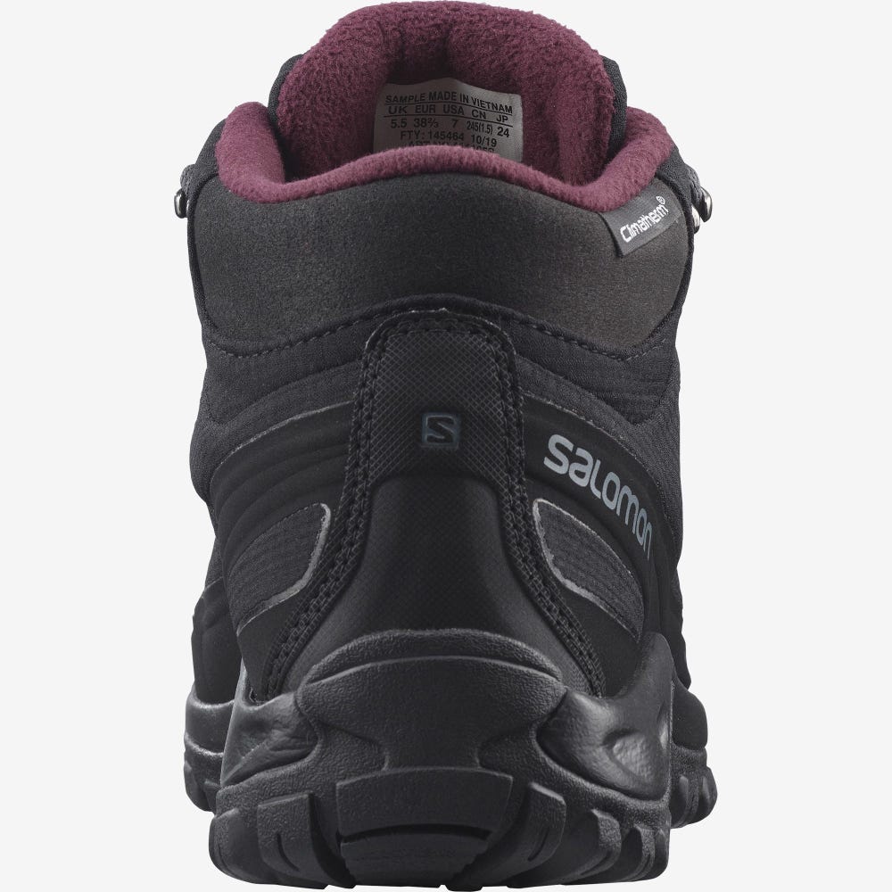 Women's Salomon SHELTER CLIMASALOMON™ WATERPROOF Winter Boots Black | SA02746-165