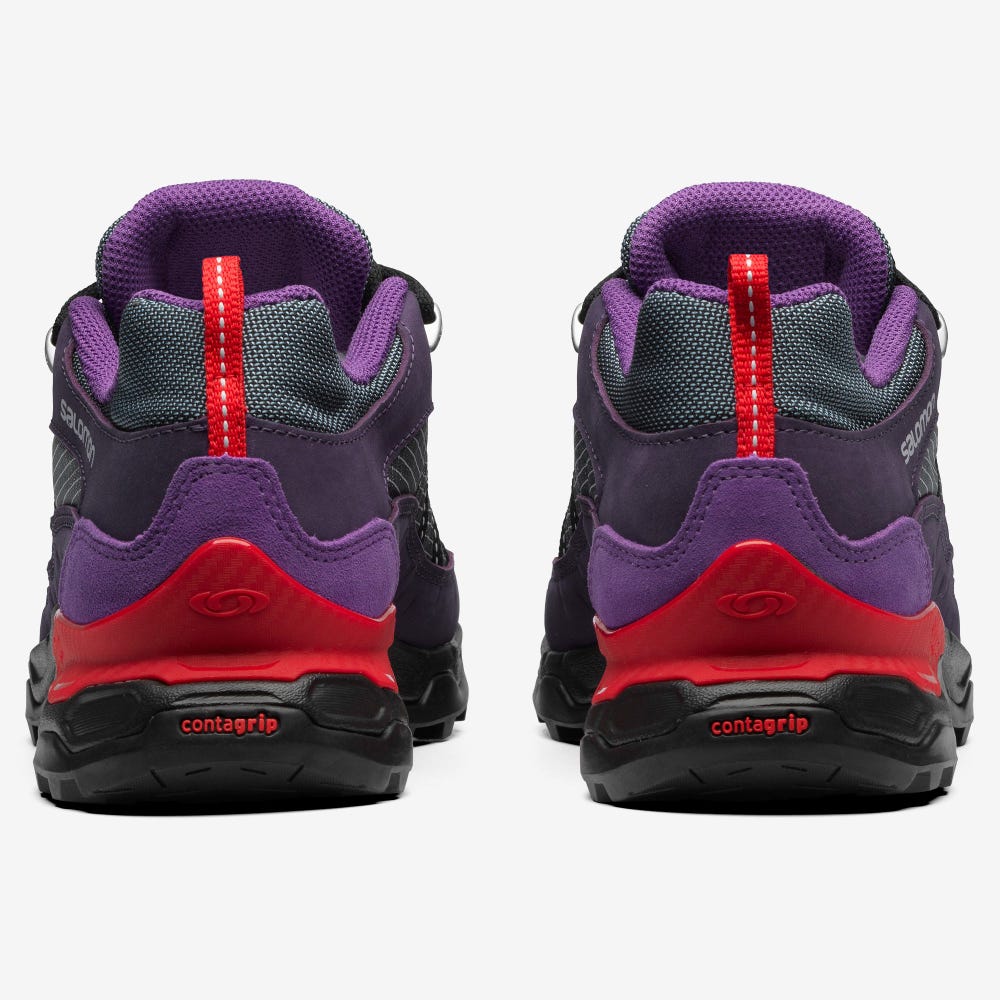 Women's Salomon SHELTER LOW LEATHER Sneakers Grey/Purple/Red | SA90741-062