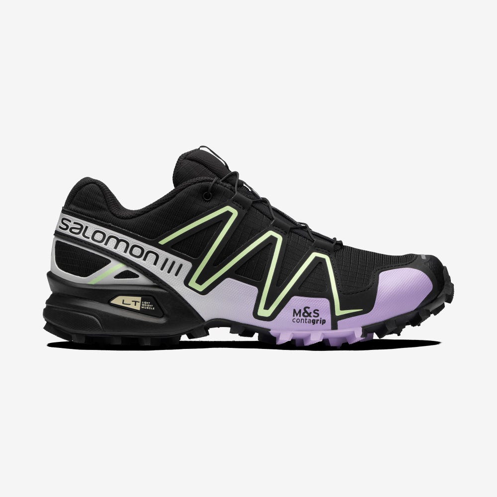 Women\'s Salomon SPEEDCROSS 3 Sneakers Black/Lavender/Green | SA07439-957