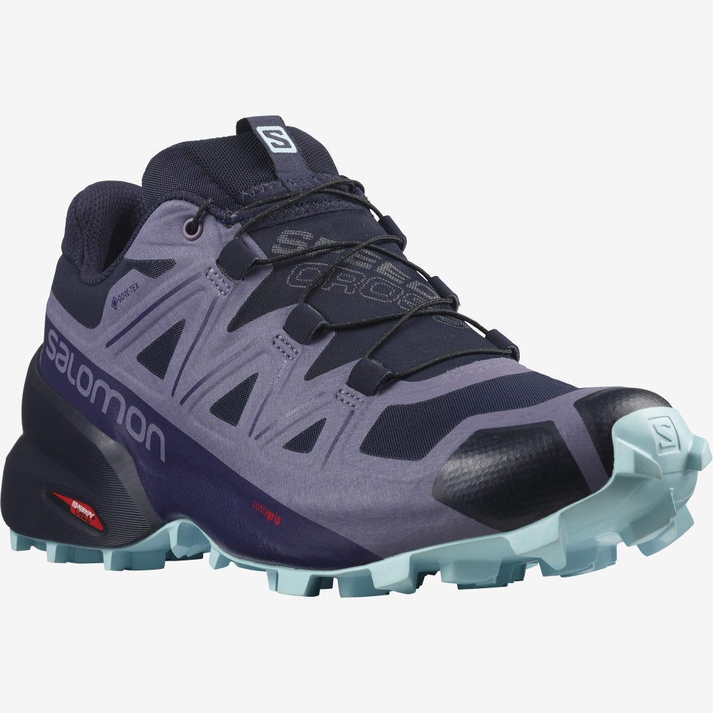 Women's Salomon SPEEDCROSS 5 GORE-TEX Trail Running Shoes Navy/Blue | SA10239-609